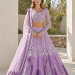 Intricate Embroidered Net Lehenga Choli Set with Scalloped Dupatta