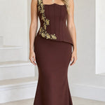 Asymmetrical Beaded Corset Mermaid Formal Evening Gown