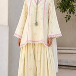 Women's Ethnic Striped Kurti with Sharara and Dupatta Set