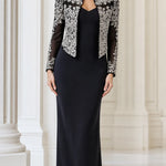Embellished Bolero Jacket & Column Maxi Evening Dress Set