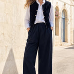 Women's Quilted Vest and Wide-Leg Pants Co-Ord Set