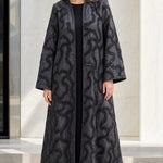 Embroidered Beaded Open Front Maxi Abaya Kimono Cardigan