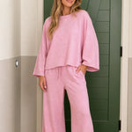 Women's Relaxed Crewneck Sweatshirt & Wide-Leg Pants 2-Piece Lounge Set