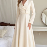 Double-Breasted Blazer A-Line Midi Dress with Notched Lapel
