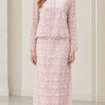 Elegant Beaded Two-Piece Maxi Skirt Suit with Long Sleeve Jacket