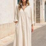 Women's Casual Long Sleeve Button-Down Maxi Shirt Dress