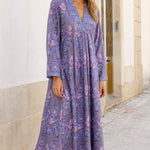 Women's Floral Print V-Neck Long Sleeve Maxi Dress
