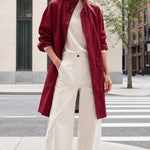 Women's Mid-Length Lightweight Utility Parka Coat with Stand Collar