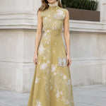 Embroidered High-Neck Sleeveless Maxi Dress