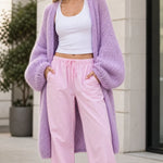 Women's Oversized Open-Front Knit Long Cardigan