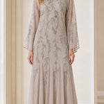 Elegant Sequin Embellished Long Sleeve Maxi Dress