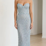 Stunning Sequin Embellished Strapless Maxi Evening Dress
