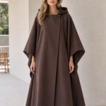 Women's Hooded Maxi Cape Coat Longline Asymmetric Wrap Cloak