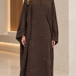 Collared Sequin Embellished Modest Abaya Maxi Dress