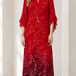 Embellished Tie-Neck Flutter Sleeve Chiffon Maxi Dress