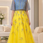 Floral Embroidered Beaded Flutter Sleeve Tulle A-Line Evening Gown