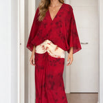 Boho Chic Tie-Dye V-Neck Blouse and Maxi Skirt Two-Piece Set