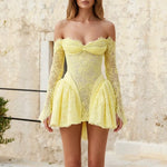 Off-The-Shoulder Lace Long Sleeve Mini Dress
