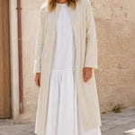 Women's Open Front Longline Linen Blend Duster Coat