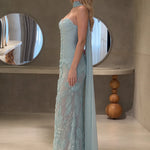 Sweetheart Neck Ruched Mermaid Evening Gown with Choker Cape