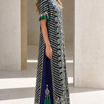 Sequined Chevron Embroidered Tassel Trim Maxi Dress Set