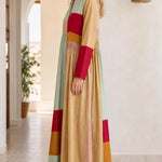 Bohemian Colorblock Long Sleeve Maxi Dress