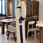 Women's Colorblock Zip-Up Track Jacket and Wide-Leg Pants Set