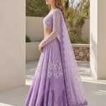 Intricate Embroidered Net Lehenga Choli Set with Scalloped Dupatta