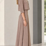 Women's Cropped Jacket and Wide-Leg Pants Two-Piece Set