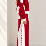 Women's Colorblock Zip-Up Tracksuit Set Wide Leg Sweatpants 2-Piece Lounge Set