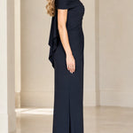 Asymmetric One-Shoulder Drape Maxi Formal Gown with Side Slit