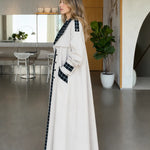Contrast Plaid Trim Maxi Trench Coat with Buttoned Cuffs and Flap Pockets