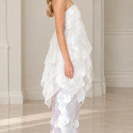 Strapless Tiered Organza Paillette Maxi Dress