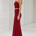 Strapless Beaded Two-Piece Mermaid Evening Gown Set