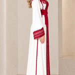 Embroidered Moroccan Caftan Maxi Dress with Fringe & Embellished Belt