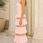 Elegance Tiered Sequin Embellished Maxi Dress