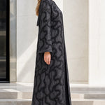 Embroidered Beaded Open Front Maxi Abaya Kimono Cardigan