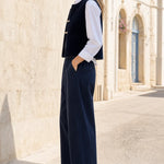 Women's Quilted Vest and Wide-Leg Pants Co-Ord Set