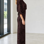Elegant Mock Neck Sequin Floral Maxi Dress