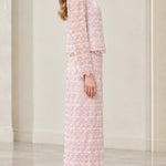 Elegant Beaded Two-Piece Maxi Skirt Suit with Long Sleeve Jacket