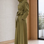 Women's Double-Breasted Trench Jacket and High-Waist Wide-Leg Pants Set