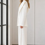 Women's Exaggerated Shawl Lapel Blazer and Wide-Leg Trousers Two-Piece Suit Set