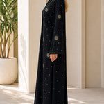 Crystal Floral Embellished Long Sleeve Modest Abaya Maxi Dress