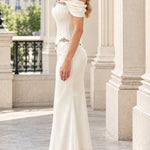 Off-the-Shoulder Rhinestone Corset Evening Gown
