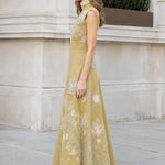 Embroidered High-Neck Sleeveless Maxi Dress