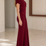 One-Shoulder Ruched Maxi Evening Gown