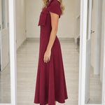 Elegance Bow Accent Square Neck Midi Dress