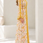 Floral Embroidered Moroccan Kaftan Maxi Dress with Belt