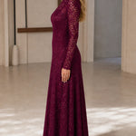 Women's Long-Sleeve Sequin Lace Evening Gown