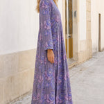 Women's Floral Print V-Neck Long Sleeve Maxi Dress